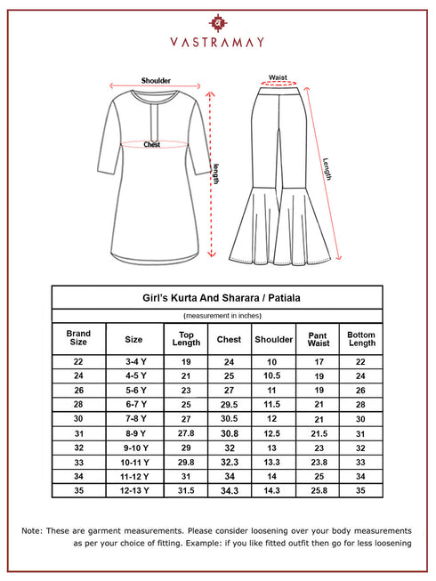 Girl's' Pink Kurta Sharara And Dupatta Set